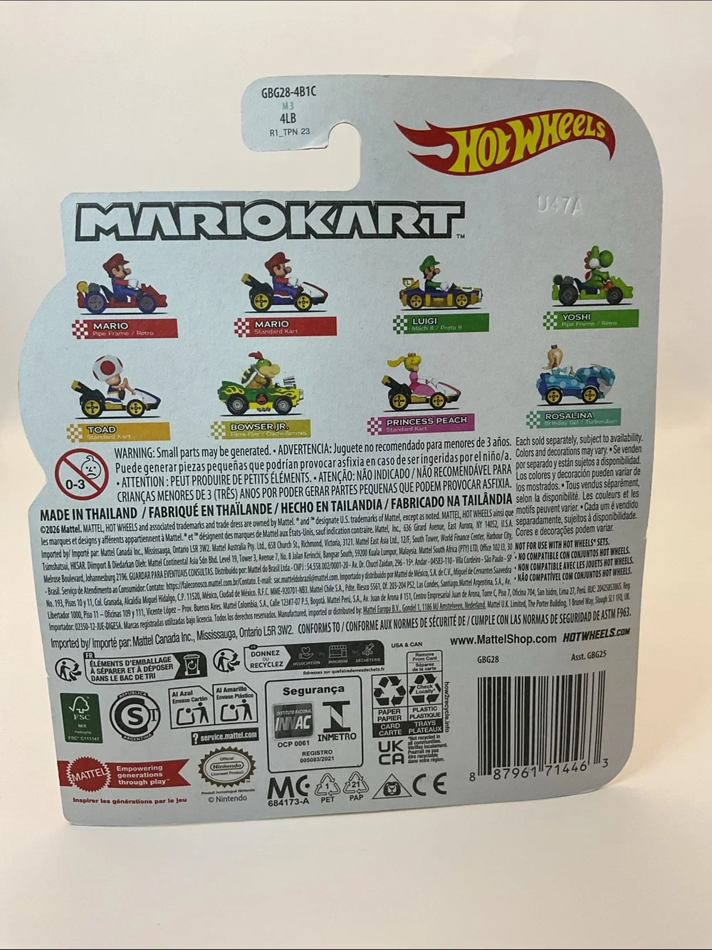 Mario Kart Bowser Jr. Green Die-Cast Kart and princess peach